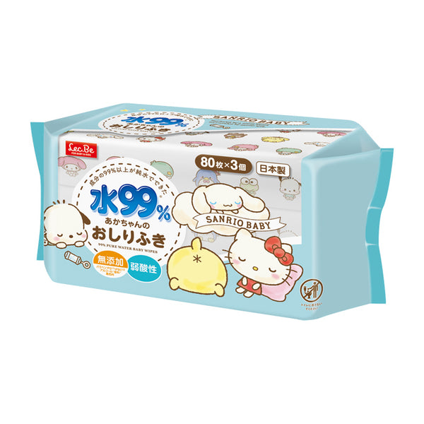 LEC Sanrio Pure Water Hand & Mouth Wipes, 80 X 3 Packs