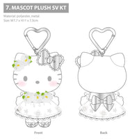 Hello Kitty Silver Plush Keychain [50th Anniversary Floral Series]