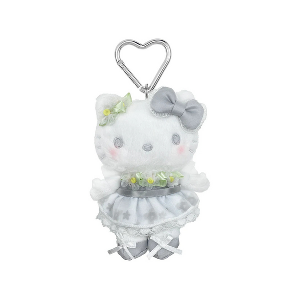 Hello Kitty Silver Plush Keychain [50th Anniversary Floral Series]
