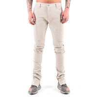 CHAIN STITCHING VINTAGE PANTS - BEIGE