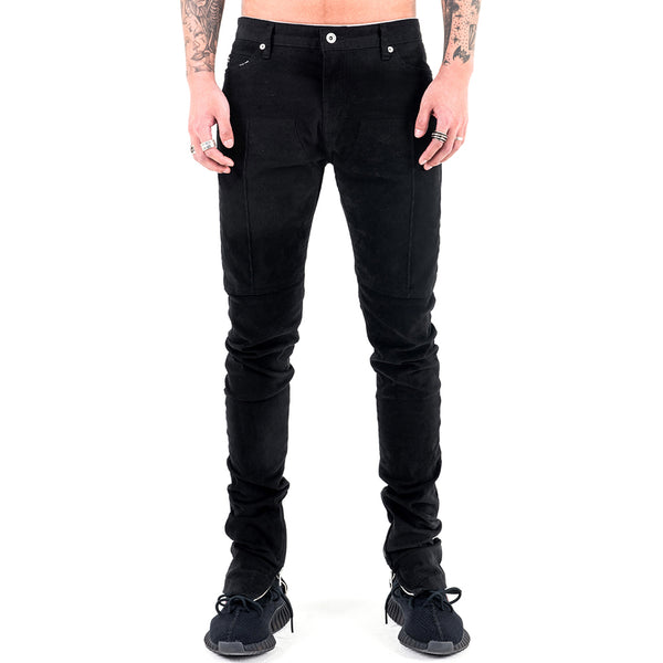 CHAIN STITCHING VINTAGE PANTS - BLACK