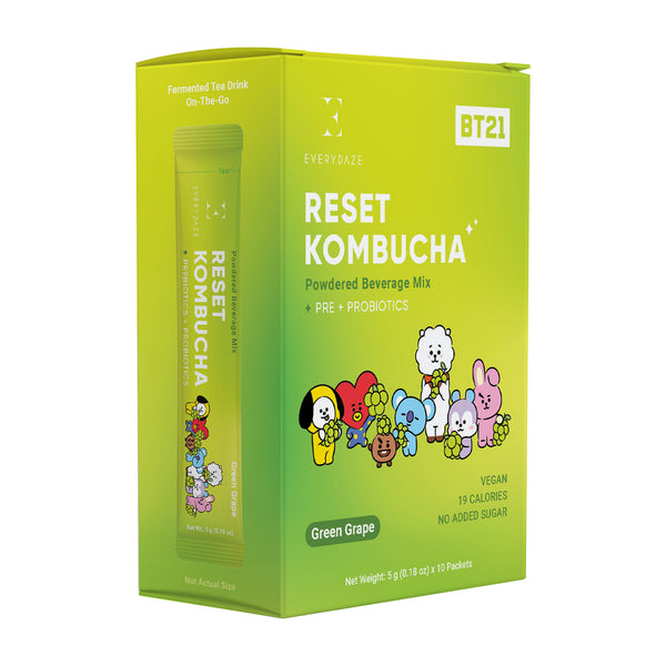 BT21 RESET KOMBUCHA- Green Grape- 10 Packs